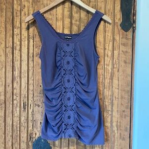 Express Women's Purple Take Top with ruffled floral lace Size S